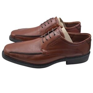 ECCO Men's Rich Brown Leather Oxfords - Size 43/ US Size 9
